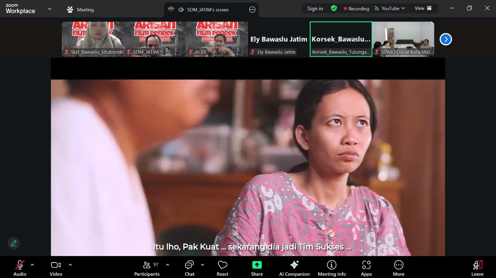 Arisan Film Pendek Divisi SDM-OD Bawaslu Jatim: Netralitas ASN pada Pilkada