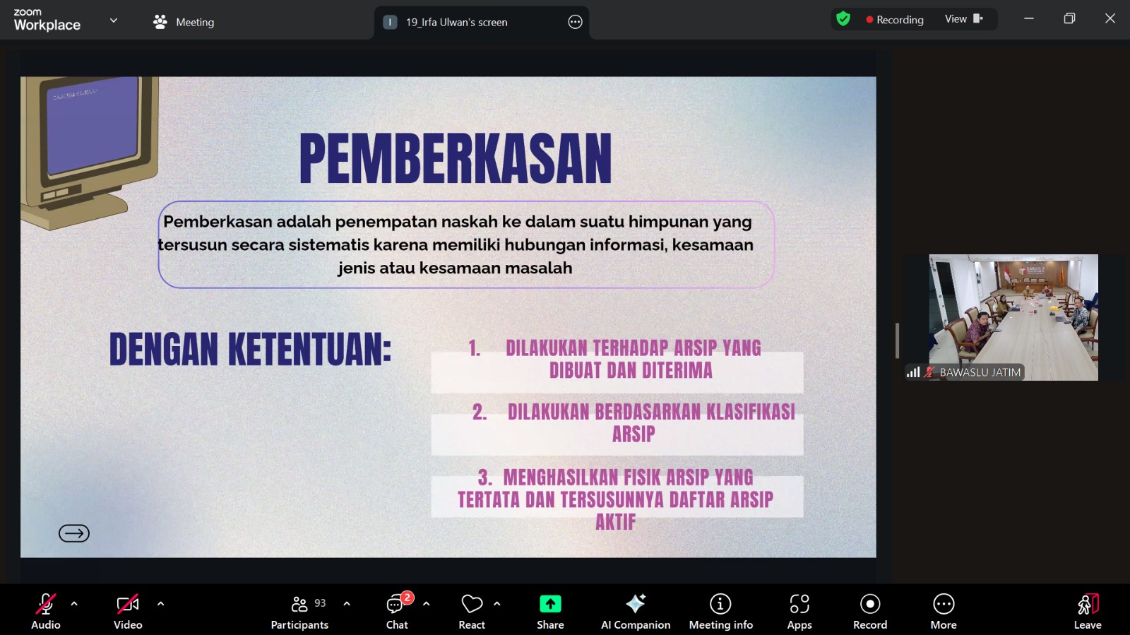 Arsiparis Bawaslu Situbondo Ikuti Giat Implementasi Aplikasi SRIKANDI bagi Bawaslu Kabupaten/Kota se-Jawa Timur