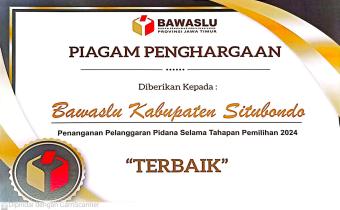 Bawaslu Situbondo Raih Penghargaan Penanganan Pelanggaran Pidana Terbaik pada Pemilihan 2024 di Jawa Timur